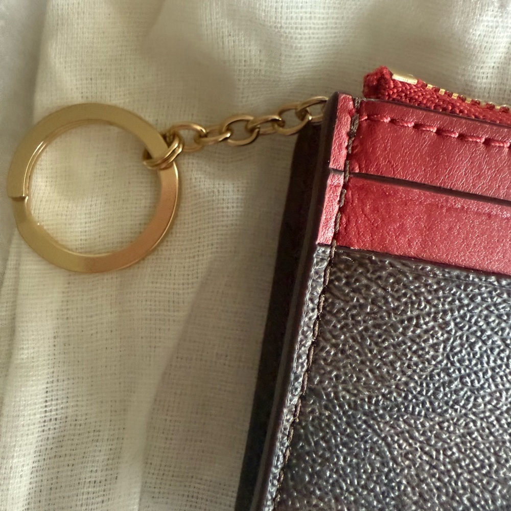 New with tags! Coach Red and Brown Card Holder - Picture 2 of 7